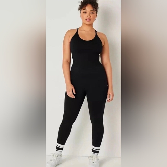 Victoria's Secret PINK Active Seamless Workout Bodysuit, Black, Size Medium
